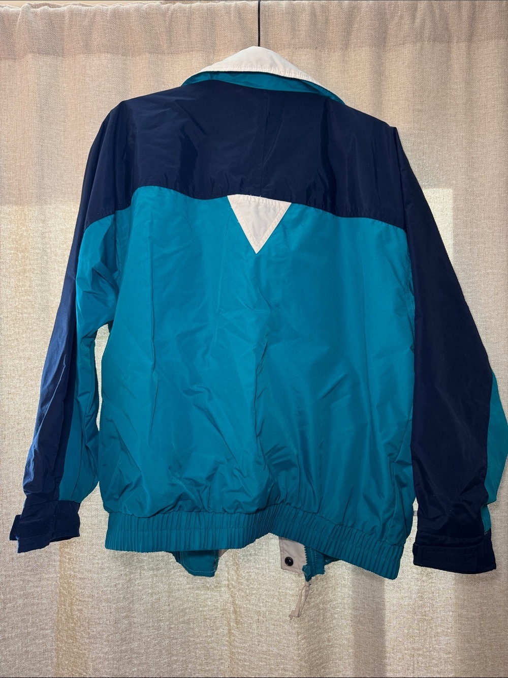 Retro 80s 90s 2000s Hunt Club Teal & Navy Colorblock Windbreaker Size Medium - Picture 5 of 5